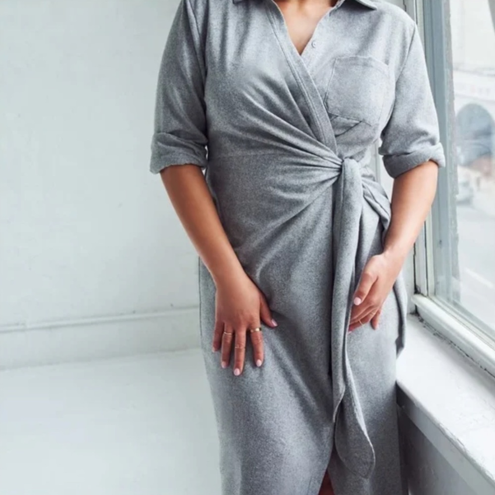 Eloquii Gray Wrap Midi Dress